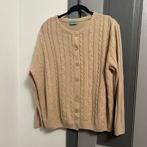 Tan Cable Knit Cardigan Sweater
